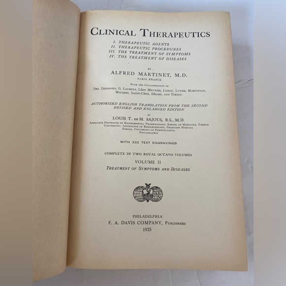 Clinical Therapeutics By Alfred Martinet M. D. 1925